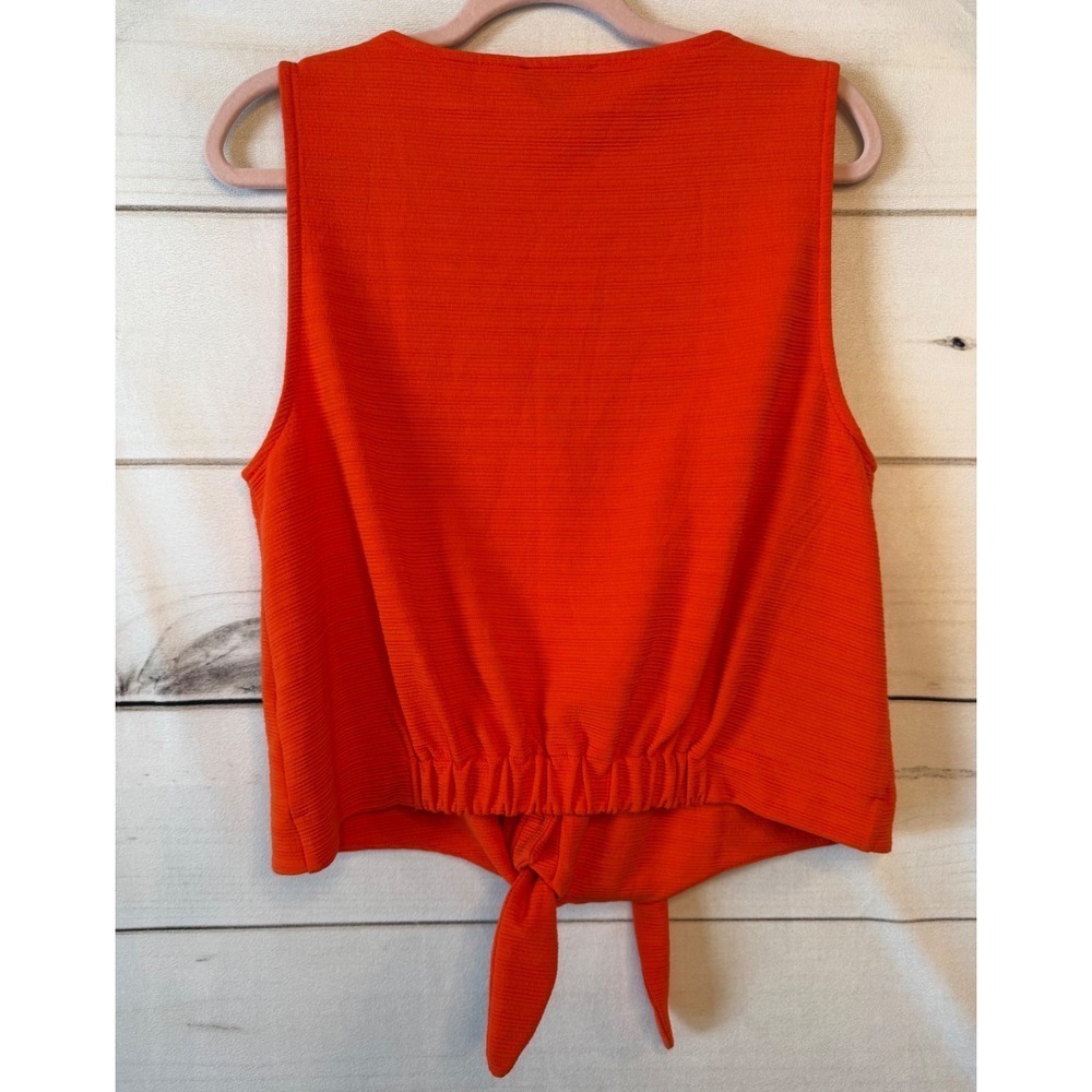 ⛱️🔥J.Crew - Orange Ribbed Button Front Tank - L - Picture 2 of 6